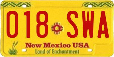NM license plate 018SWA