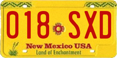 NM license plate 018SXD