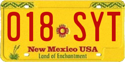 NM license plate 018SYT