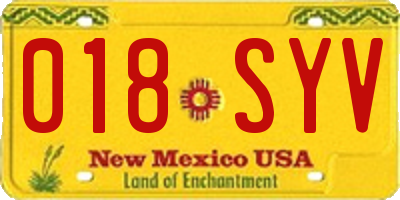 NM license plate 018SYV