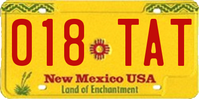 NM license plate 018TAT