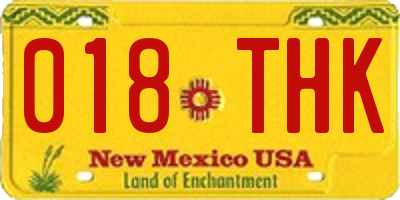 NM license plate 018THK