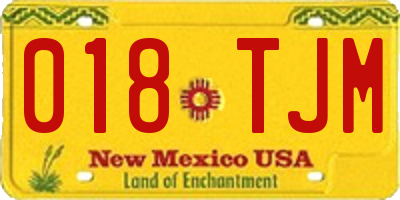 NM license plate 018TJM