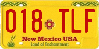 NM license plate 018TLF