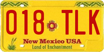 NM license plate 018TLK