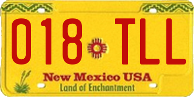 NM license plate 018TLL