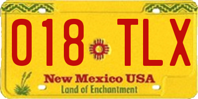 NM license plate 018TLX