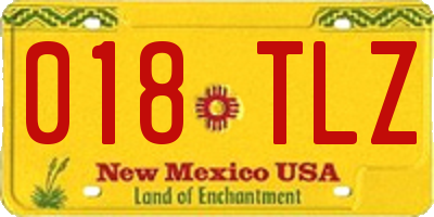 NM license plate 018TLZ