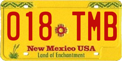 NM license plate 018TMB