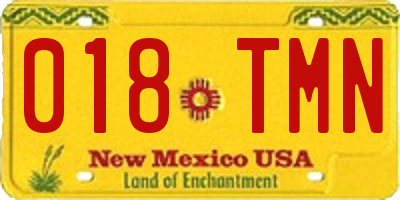 NM license plate 018TMN
