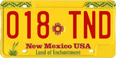 NM license plate 018TND