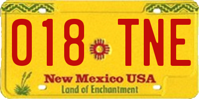 NM license plate 018TNE