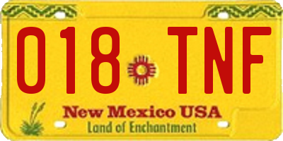 NM license plate 018TNF