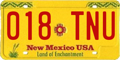 NM license plate 018TNU