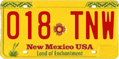 NM license plate 018TNW