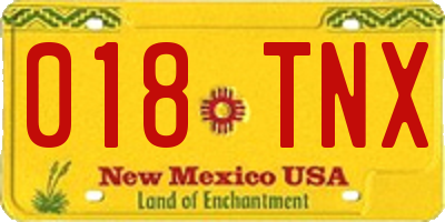 NM license plate 018TNX