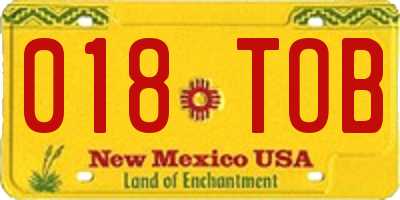 NM license plate 018TOB