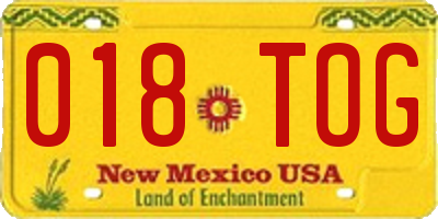 NM license plate 018TOG