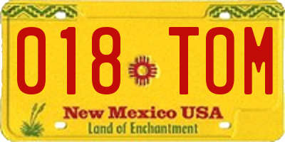 NM license plate 018TOM