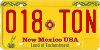 NM license plate 018TON