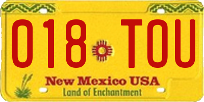 NM license plate 018TOU