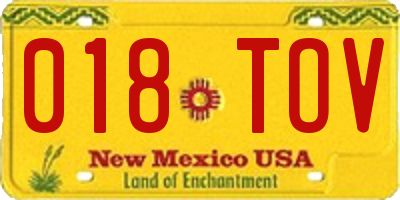 NM license plate 018TOV
