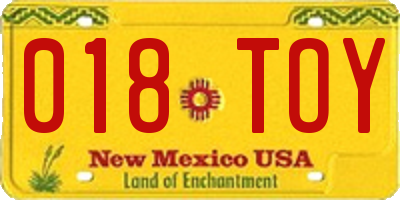 NM license plate 018TOY