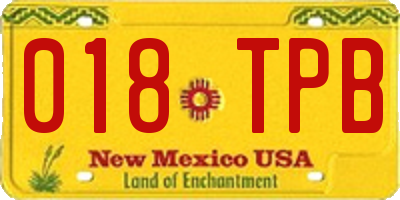 NM license plate 018TPB