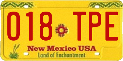 NM license plate 018TPE