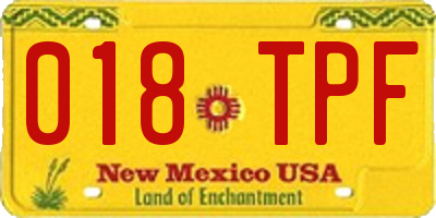 NM license plate 018TPF