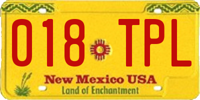 NM license plate 018TPL