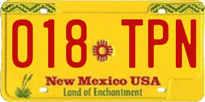 NM license plate 018TPN