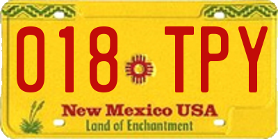 NM license plate 018TPY