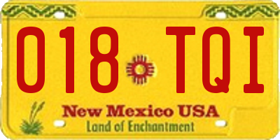 NM license plate 018TQI
