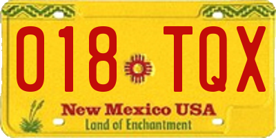 NM license plate 018TQX