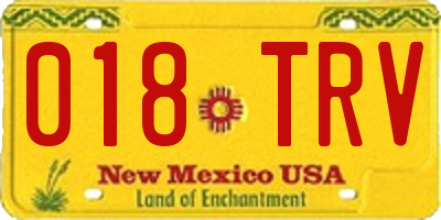 NM license plate 018TRV