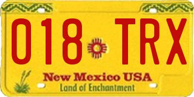 NM license plate 018TRX