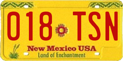 NM license plate 018TSN