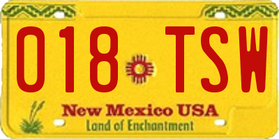 NM license plate 018TSW
