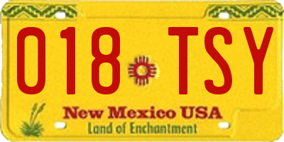 NM license plate 018TSY