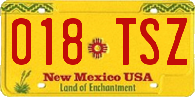 NM license plate 018TSZ