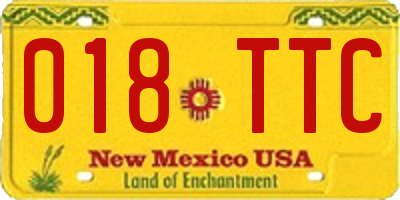 NM license plate 018TTC