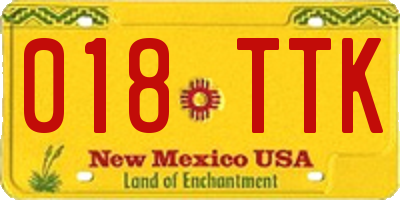 NM license plate 018TTK