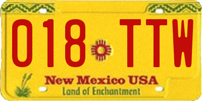 NM license plate 018TTW