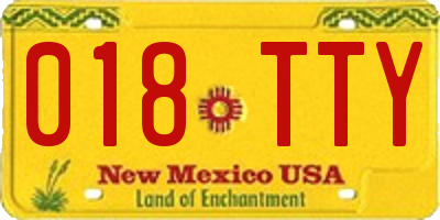 NM license plate 018TTY
