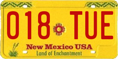 NM license plate 018TUE