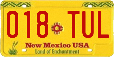 NM license plate 018TUL
