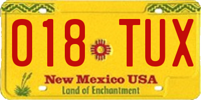 NM license plate 018TUX