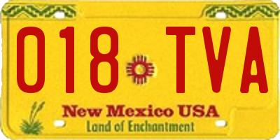 NM license plate 018TVA