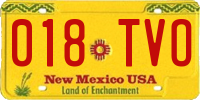 NM license plate 018TVO
